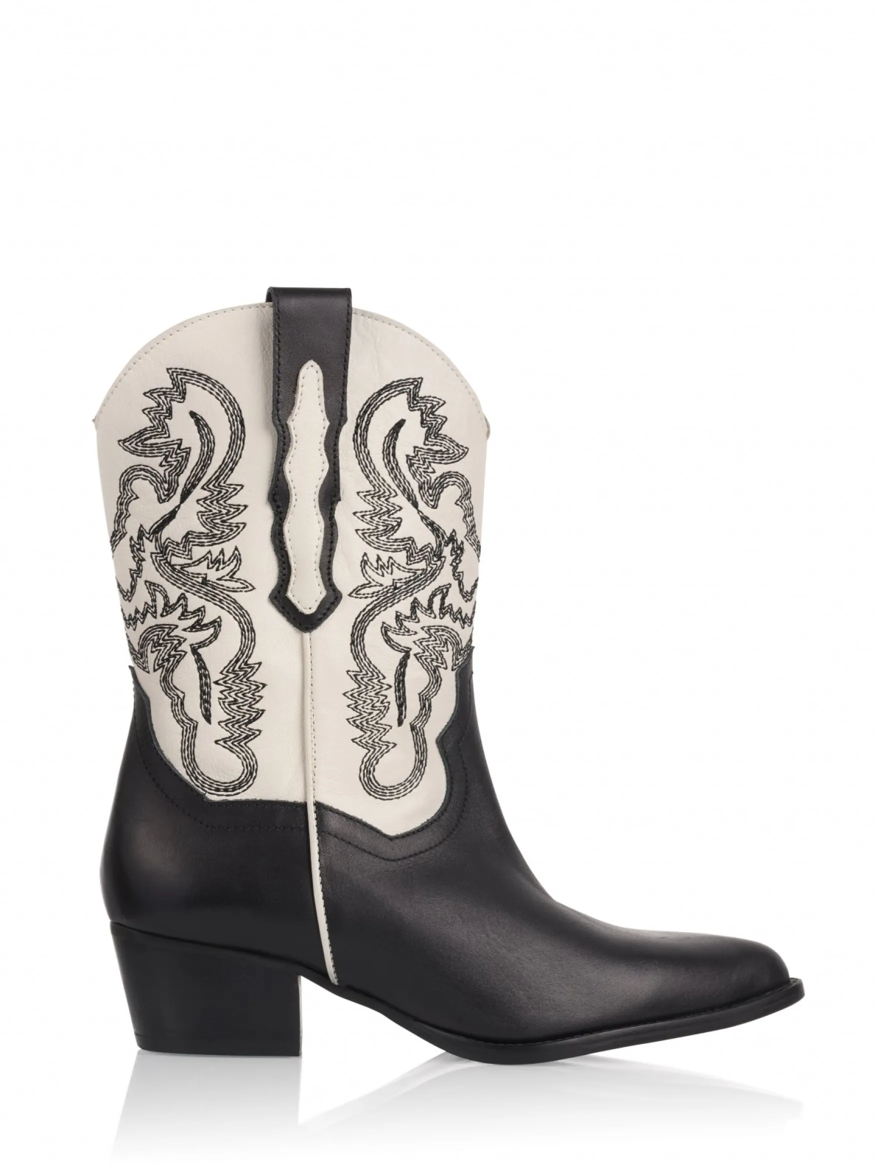 DWRS label BRADY leer - Westernboots | White / Black>DAMES Laarzen | Westernboots