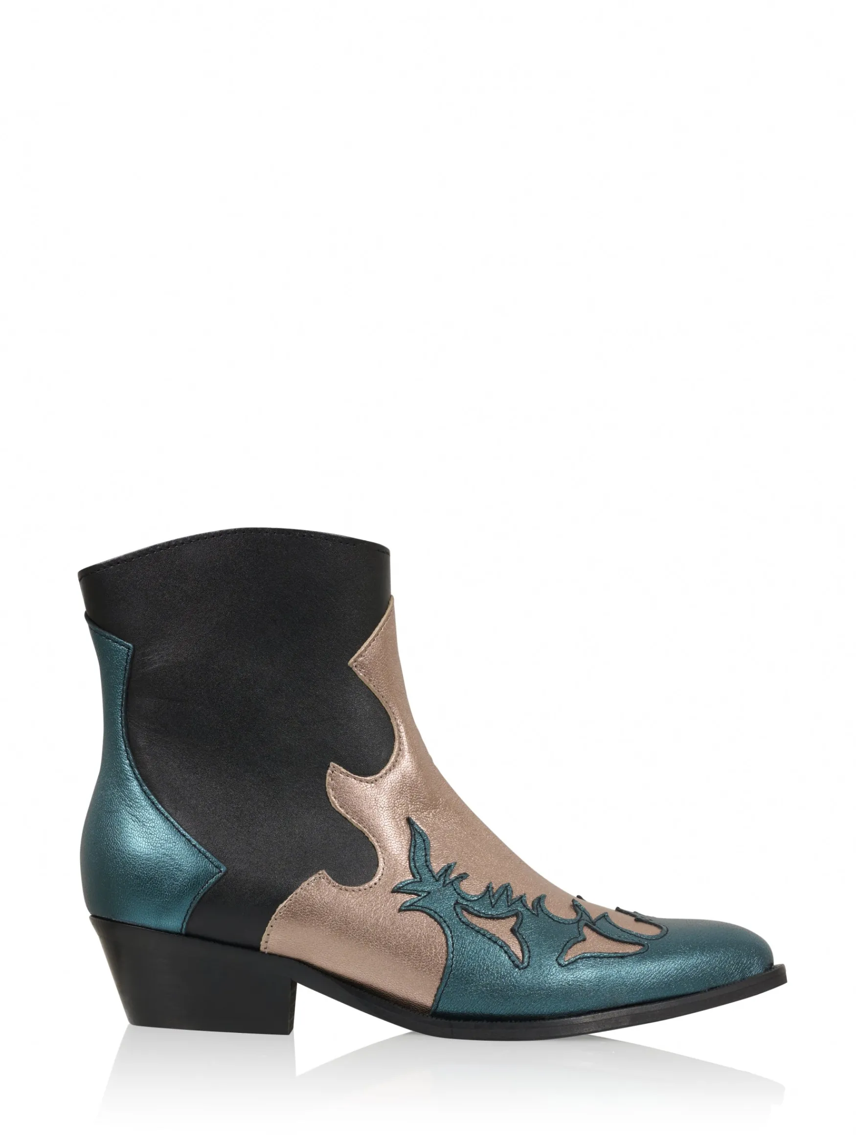 DWRS label MONKEY metallic - Westernboots | Black / Petrol>DAMES Laarzen | Westernboots