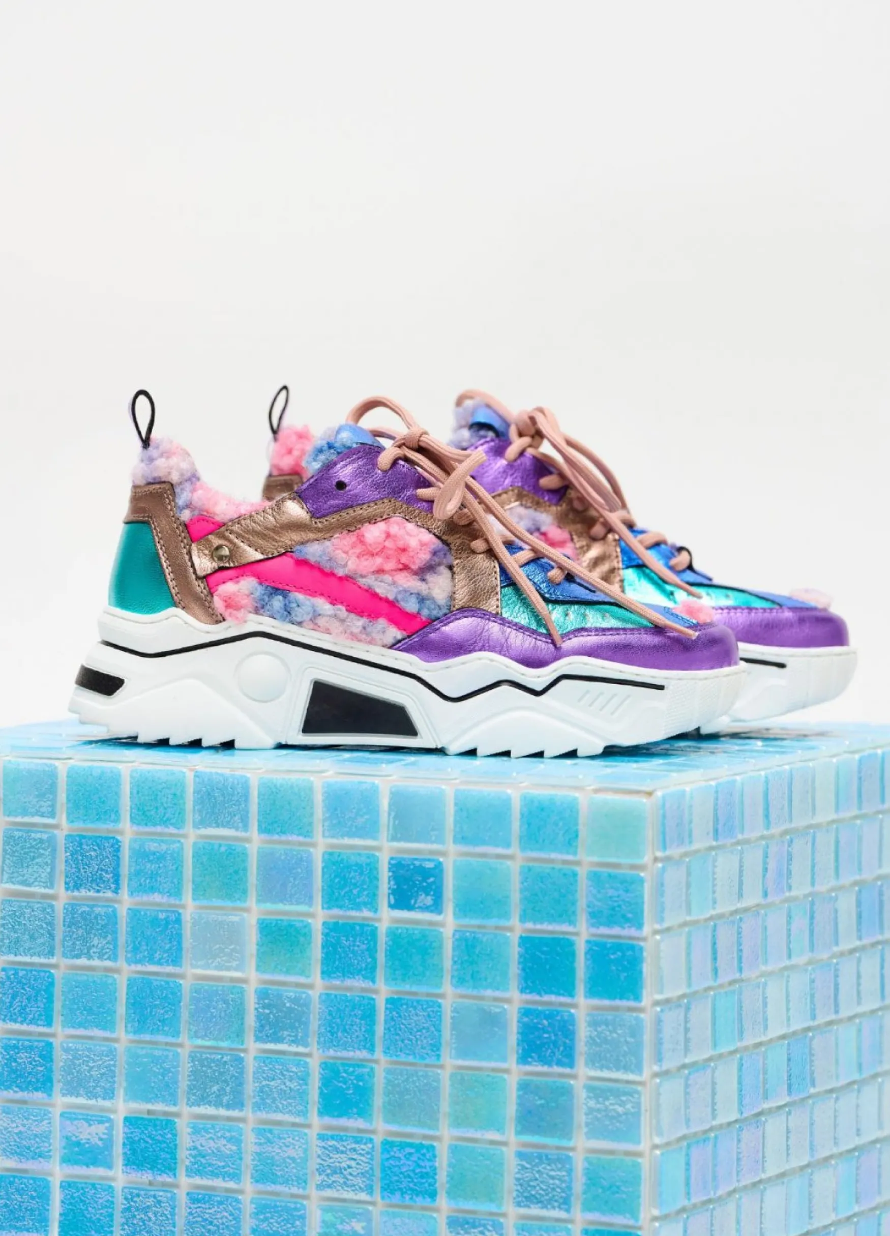 DWRS label PLUTO teddy - Sneakers | Purple / Aqua>DAMES Sneakers