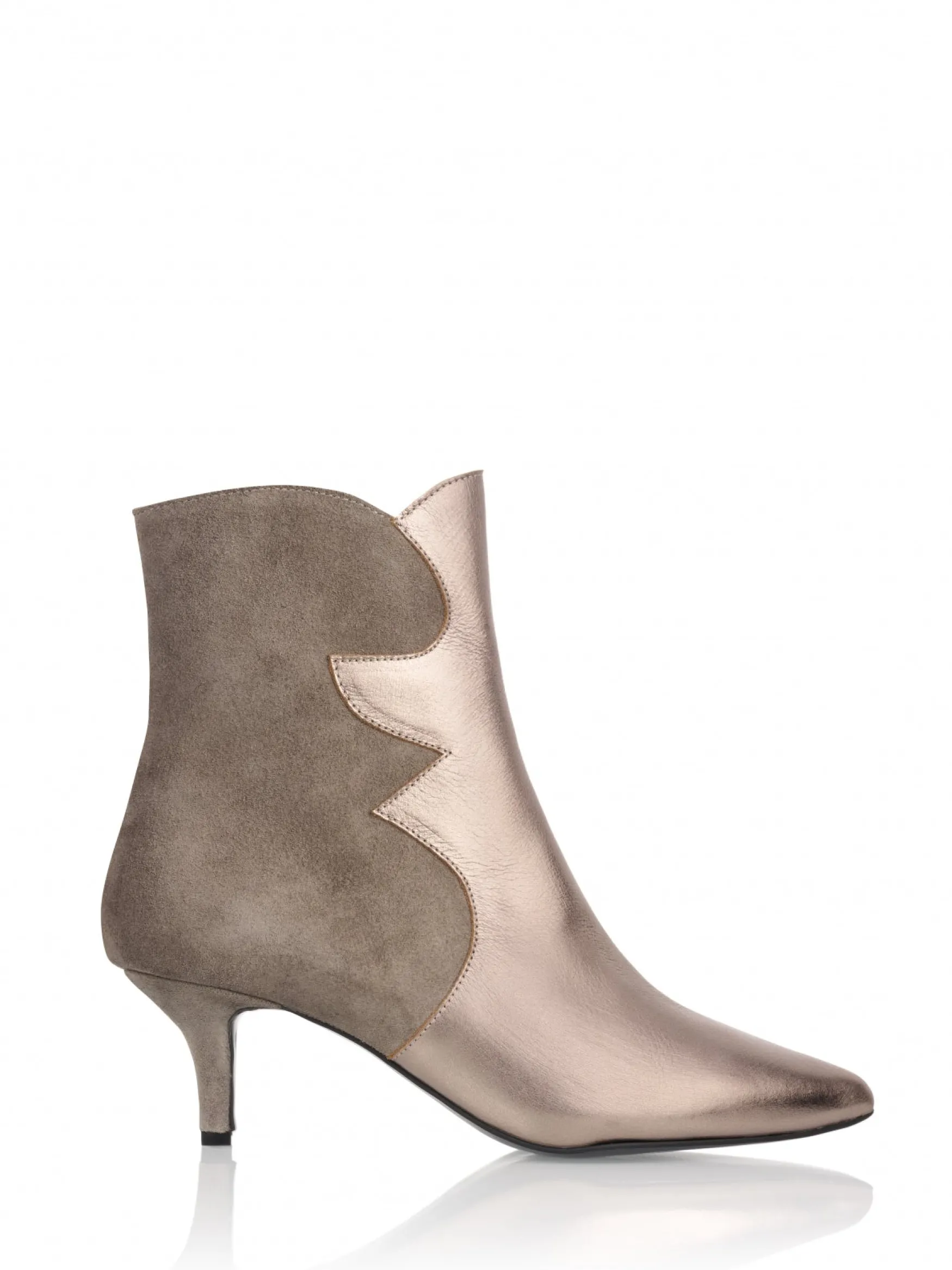 DWRS label PONZA suede - Enkellaarsjes | Beige / Smoke>DAMES Enkellaarsjes | Hakken