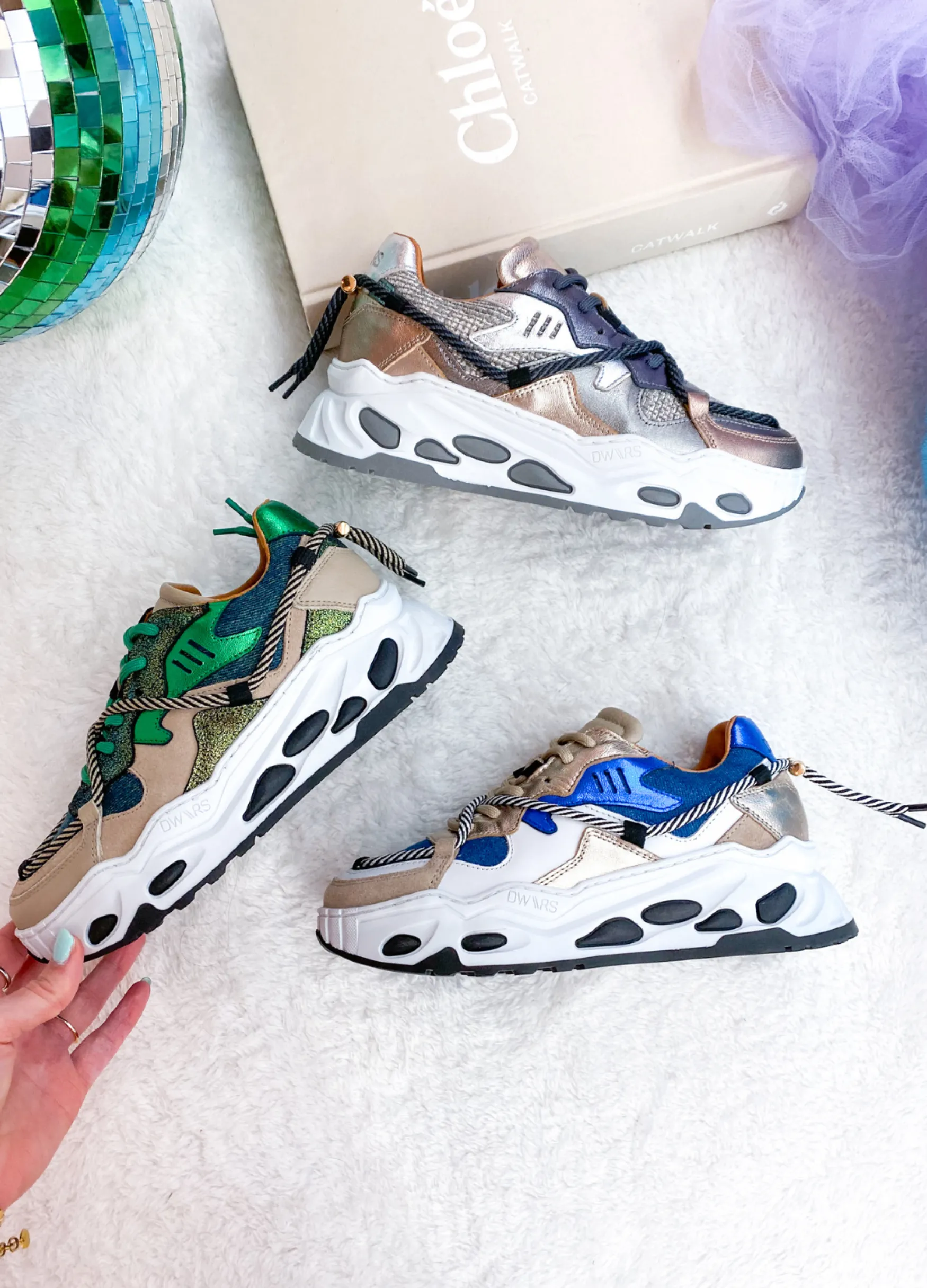 DWRS label SATURNUS denim - Sneakers | Champagne / Kobalt>DAMES Sneakers