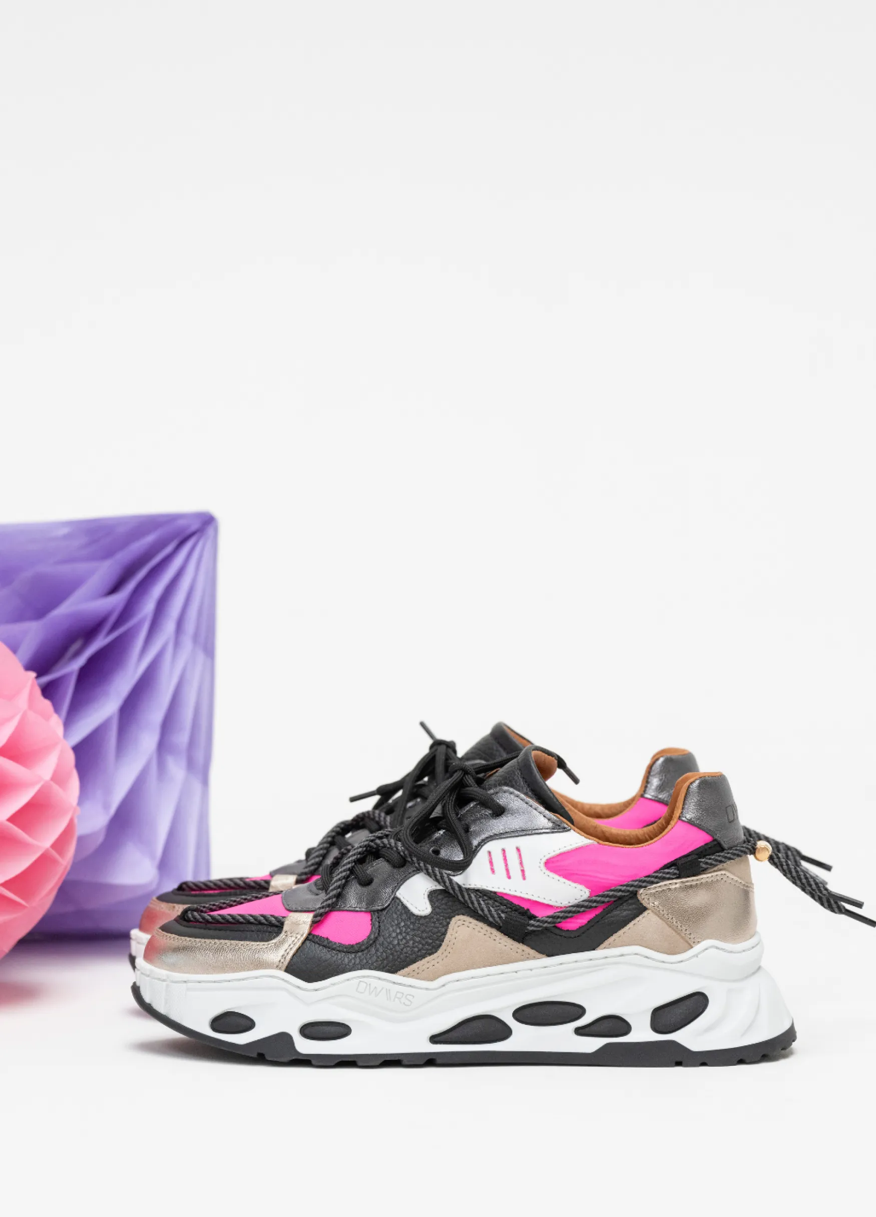 DWRS label SATURNUS metallic - Sneakers | Neon Pink / Black>DAMES Sneakers