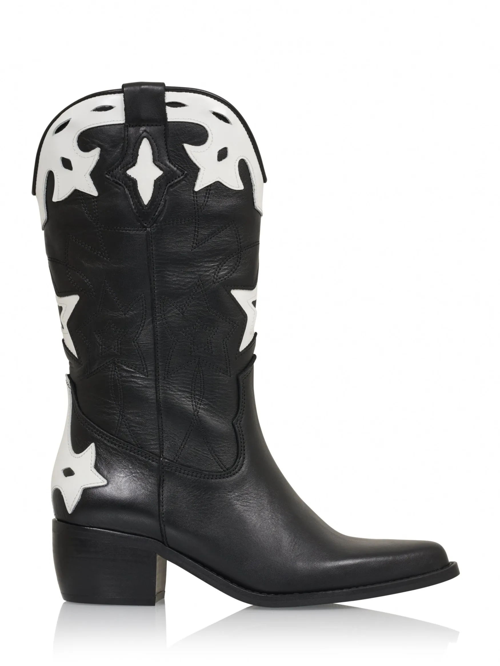 DWRS label SHELBY leer - Westernboots | Black / White>DAMES Laarzen | Westernboots