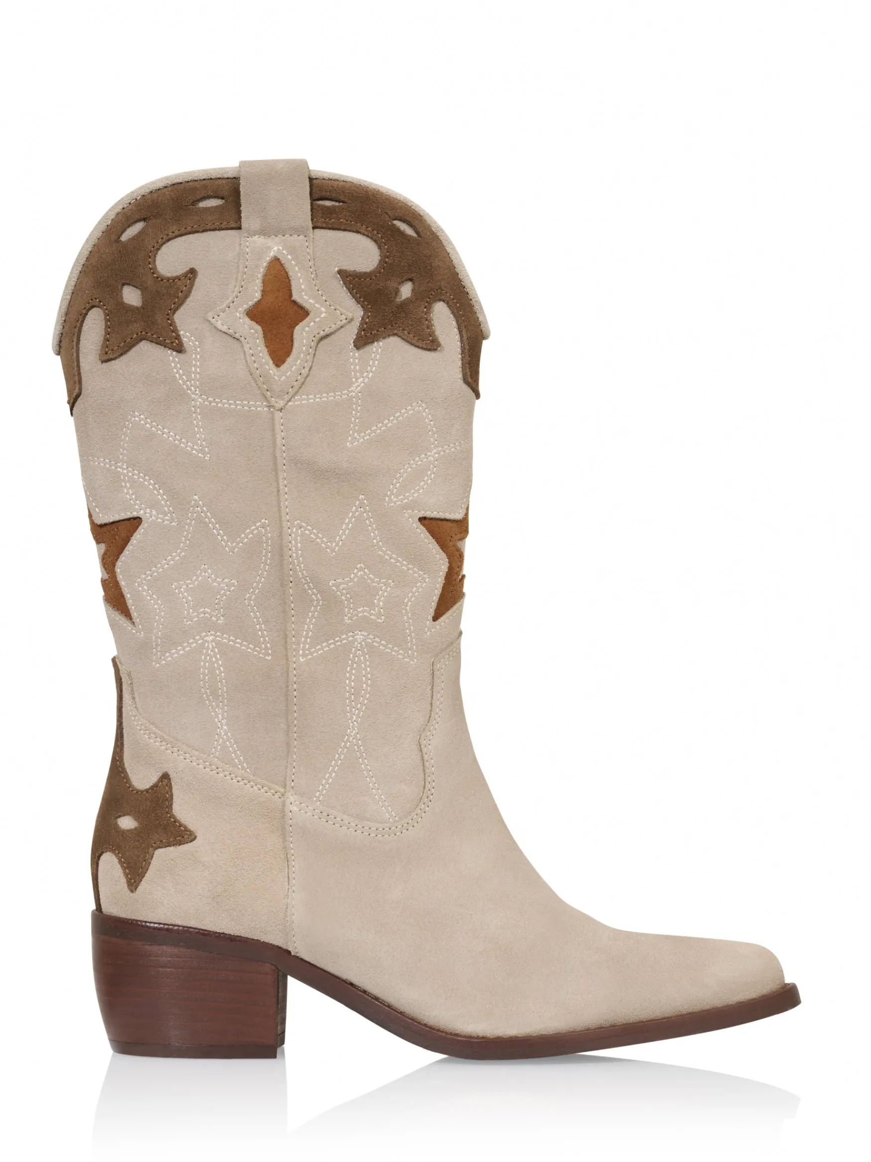 DWRS label SHELBY suede - Westernboots | Beige / Brown>DAMES Laarzen | Westernboots